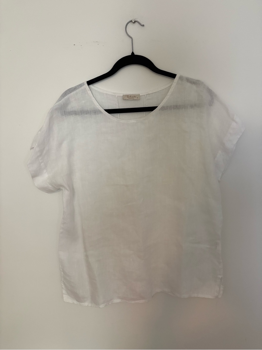 Bellambra Italian 100% Linen Blouse Small White Lagenlook Minimalist Classic